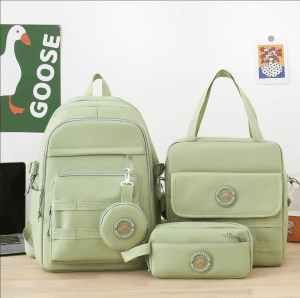 Korean Style Backpack Handbag Complete Package - Set of 4 (without Pendent) - Green