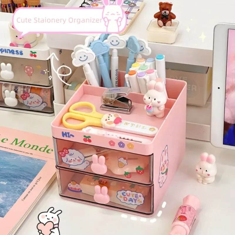 Caja de almacenamiento de papeler a de escritorio Kawaii caj n organizador soporte para bol grafos.jpg 1 -YO