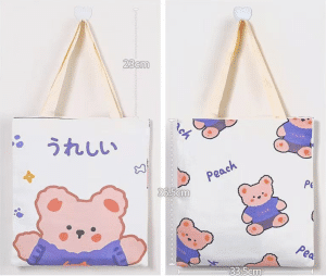 Japanese Aesthetic Tote Bag - Purple Teddy