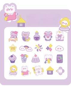 Teddy Stickers Box - Pack of 40 Stickers - Purple