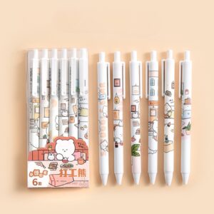 Kawaii Snuggle Bear Gel Pen Set – 6pcs ✨