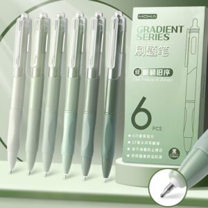MOKA Gradient Series ST Exam Pens (Set of 6) - Olive Green Shades