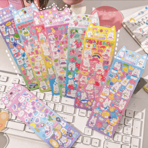 Kawaii Holographic Bunny Sticker Sheet - 1 Sticker Sheet - Random Design