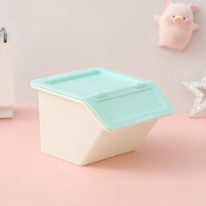 Kawaii Pastel Flip-Top Storage Bins – Stackable Desk Organizers - Mint Green