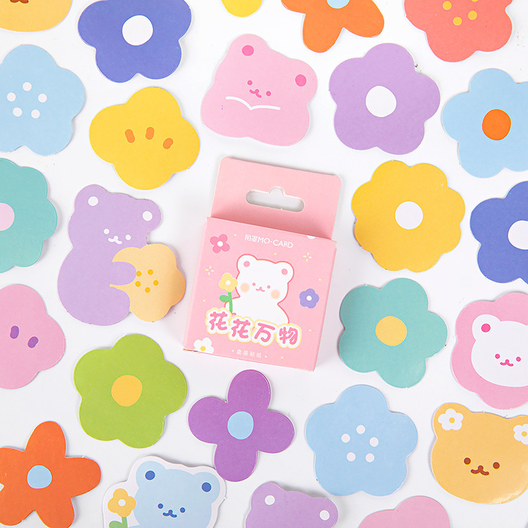 flower teddy sticker pack 8 -YO