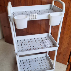 Aesthetic Room Organizer – Compact Moveable 3-Layer Storage Trolley in White