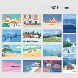 Travel Diaries Aesthetic Postcards – Set of 15 Cards - Summer Village