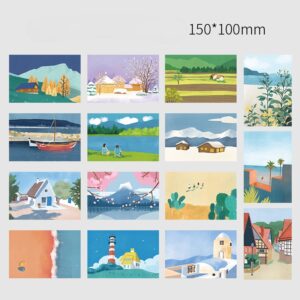 Travel Diaries Aesthetic Postcards – Set of 15 Cards - Snow Village