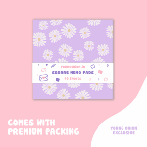 Floral Memo Pad – Purple Daisy Square Memo Pads in Lavender Designs - Sunraise Bloom