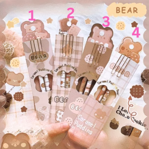 🐻 Bear Shaped Pen – Caramel Pudding Premium Bear Pens Set of 2 - 1. Choco Bear Pack