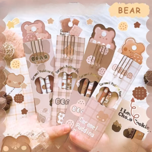 🐻 Bear Shaped Pen – Caramel Pudding Premium Bear Pens Set of 2