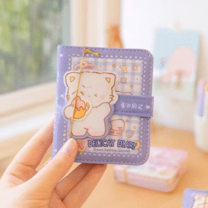 Magnetic Closure Notebook – Dreamy Cat Mini Illustrated Notebook - Purple Bow Cat Notebook