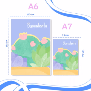 Succulent Mini Plain Notebook – Aesthetic Pastel Design - A7 Notebook