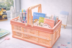 Multi-Purpose Foldable Storage Crate - Big - Beige & Pink