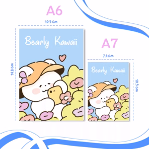 Photo Bear Plain Notebook – A6 & A7 Size (Kawaii Pastel Edition) - A7 Notebook