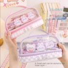 Transparent Pencil Pouch – Bunny Bliss Double Layer Large Capacity 2 transparent large pouch double layer young onion 26 -YO