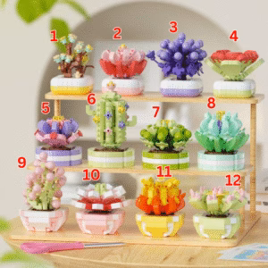 Mini Botanical 3D Building Block Pots – Pastel Garden Series (12 Variants) - 1. Golden Meadow – Tiny Wildflower Pot 🌼