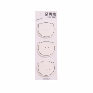 Chubby Bear Face Sticky Notes – 3 Pad Set - White