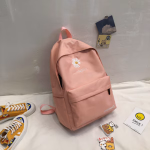 Aesthetic Daisy School Backpack – Cute Korean Style Travel & College Pink Bag