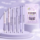 Pastel Grape Dessert Gel Pen Set – 5 Premium Soft Grip Black Ink Pens (0.5mm) 2 grape gel pen 2 -YO