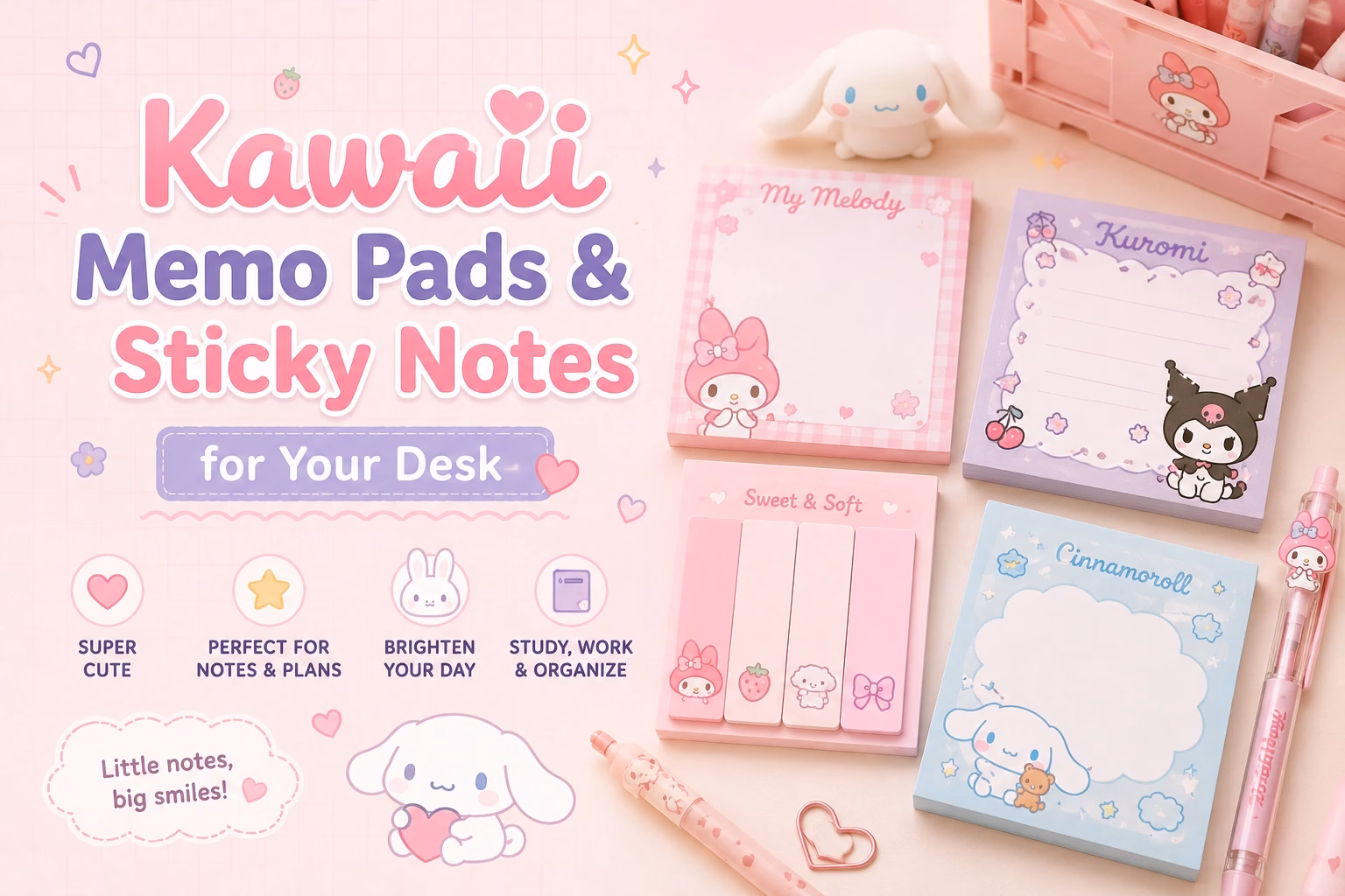 Kawaii Memo Pads & Sticky Notes for Your Desk