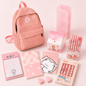 Pink Stationery Combo Set – Cute Backpack, Notebooks, Pens & Desk Organizer Gift Set