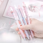 RosyPosy Ribbon Premium Neutral Pen Set – 4 Pastel Gel Pens with Decorative Ribbon 2 rosy posy pink blue pen 1 cleanup -YO