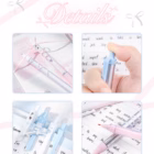 RosyPosy Ribbon Premium Neutral Pen Set – 4 Pastel Gel Pens with Decorative Ribbon 3 rosy posy pink blue pen 3 -YO