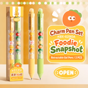 3D Food Charm Ballpoint Pen – Kawaii Pastel Stationery Pen - Yellow & Green